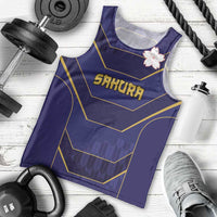 Japan Pacific Rugby 2022-23 Custom Men Tank Top Blue Sakura Japanese Wave Pattern