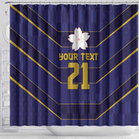 Japan Pacific Rugby 2022-23 Custom Shower Curtain Blue Sakura Japanese Wave Pattern