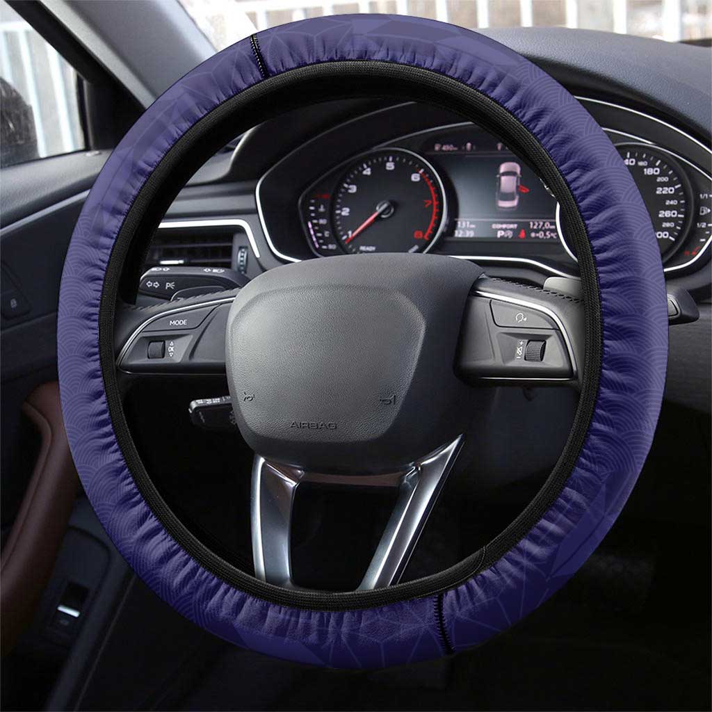 Japan Pacific Rugby 2022-23 Steering Wheel Cover Blue Sakura Japanese Wave Pattern
