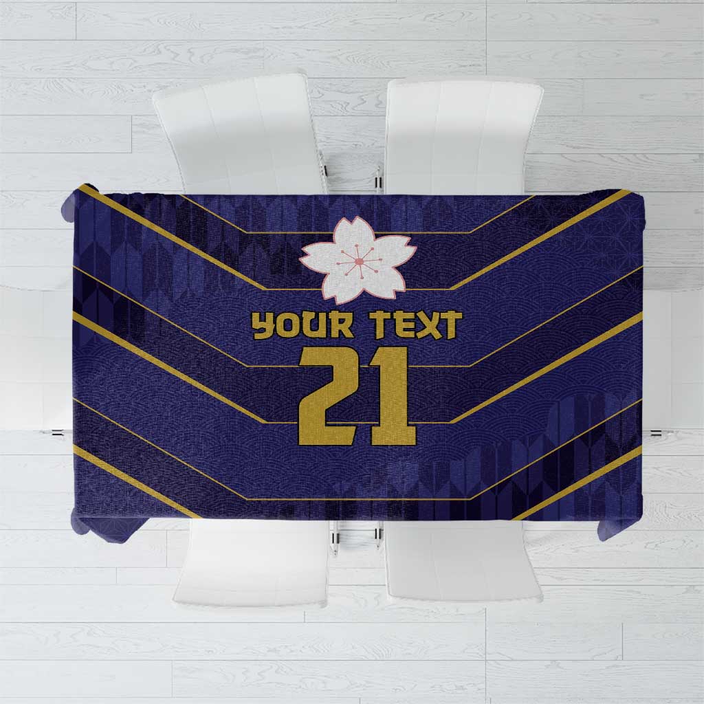 Japan Pacific Rugby 2022-23 Custom Tablecloth Blue Sakura Japanese Wave Pattern