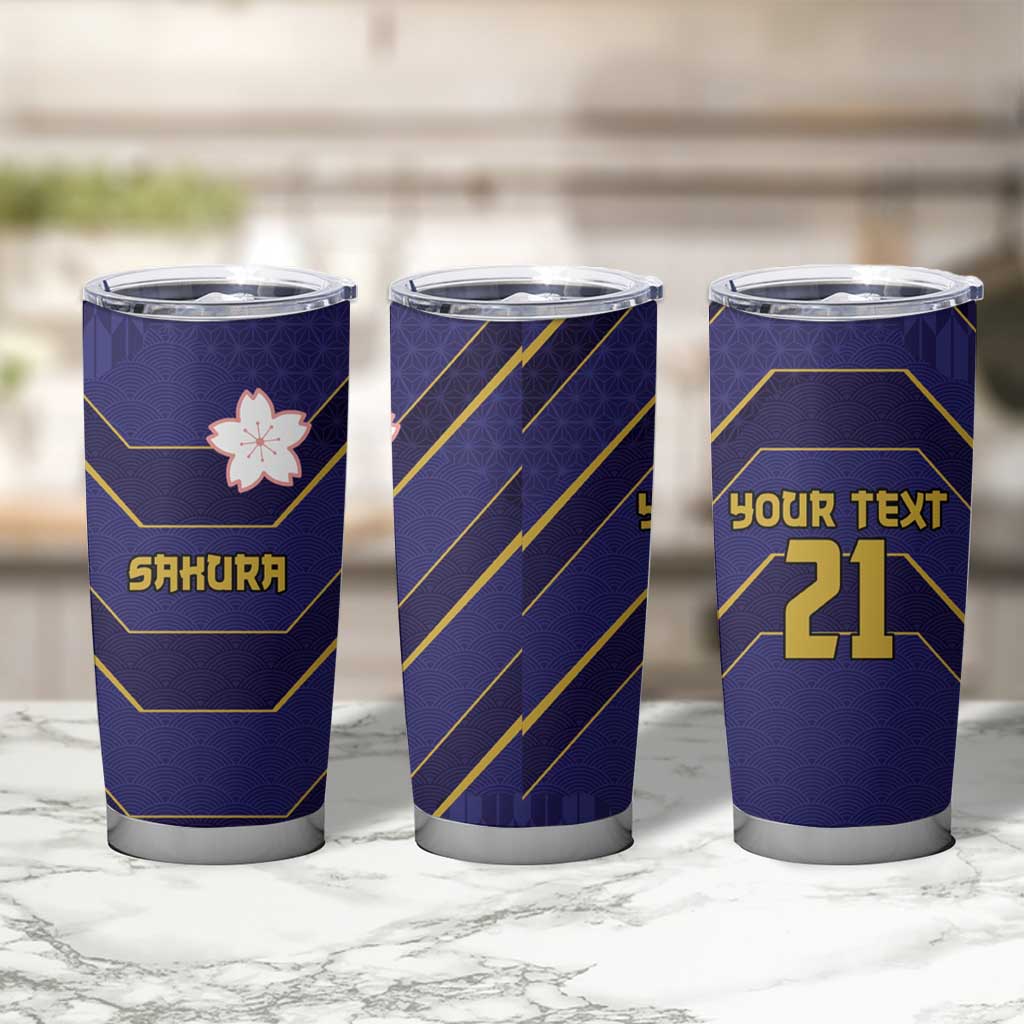 Japan Pacific Rugby 2022-23 Custom Tumbler Cup Blue Sakura Japanese Wave Pattern LT9 - Polynesian Pride