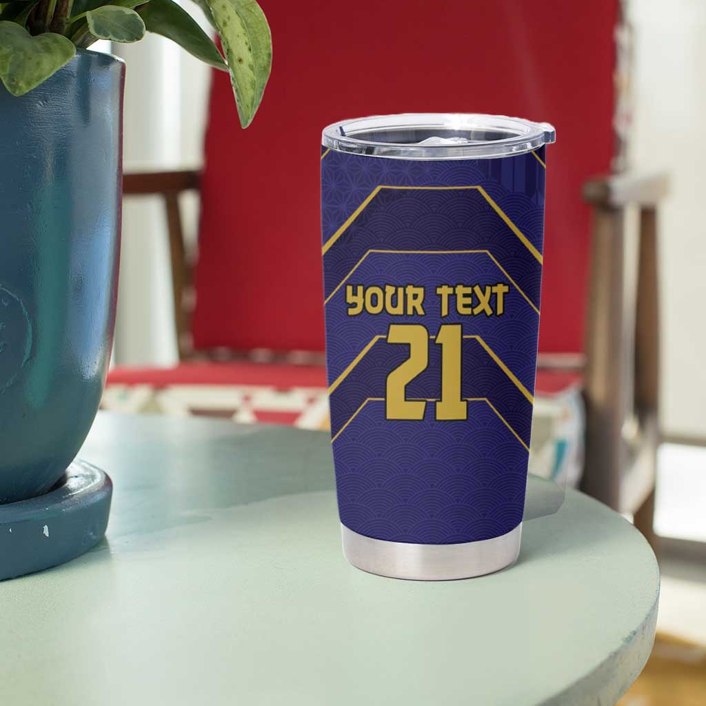 Japan Pacific Rugby 2022-23 Custom Tumbler Cup Blue Sakura Japanese Wave Pattern LT9 - Polynesian Pride