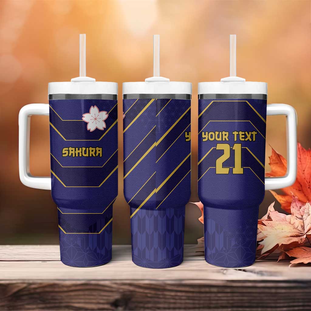 Japan Pacific Rugby 2022-23 Custom Tumbler With Handle Blue Sakura Japanese Wave Pattern LT9 - Polynesian Pride
