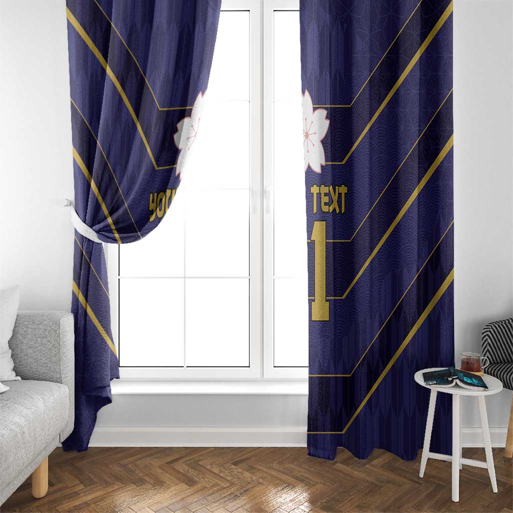 Japan Pacific Rugby 2022-23 Custom Window Curtain Blue Sakura Japanese Wave Pattern