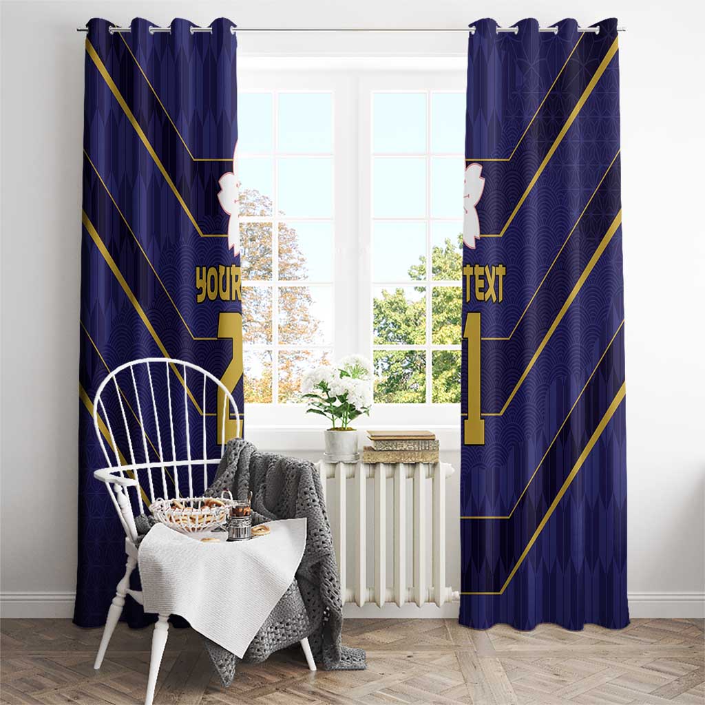 Japan Pacific Rugby 2022-23 Custom Window Curtain Blue Sakura Japanese Wave Pattern