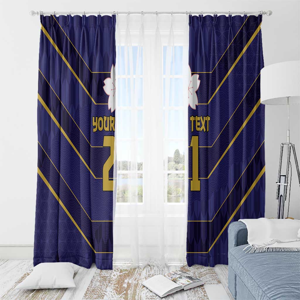 Japan Pacific Rugby 2022-23 Custom Window Curtain Blue Sakura Japanese Wave Pattern