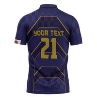 Japan Pacific Rugby 2022-23 Custom Zipper Polo Shirt Blue Sakura Japanese Wave Pattern LT9 - Polynesian Pride