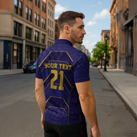 Japan Pacific Rugby 2022-23 Custom Zipper Polo Shirt Blue Sakura Japanese Wave Pattern LT9 - Polynesian Pride