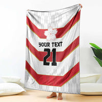 Japan Pacific Rugby 2022-23 Custom Blanket Red Sakura Japanese Wave Pattern
