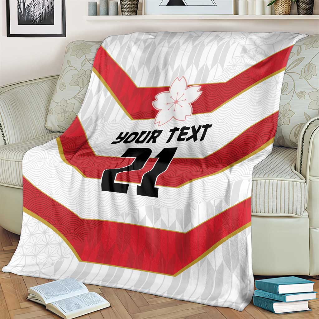 Japan Pacific Rugby 2022-23 Custom Blanket Red Sakura Japanese Wave Pattern