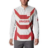 Japan Pacific Rugby 2022-23 Custom Button Sweatshirt Red Sakura Japanese Wave Pattern