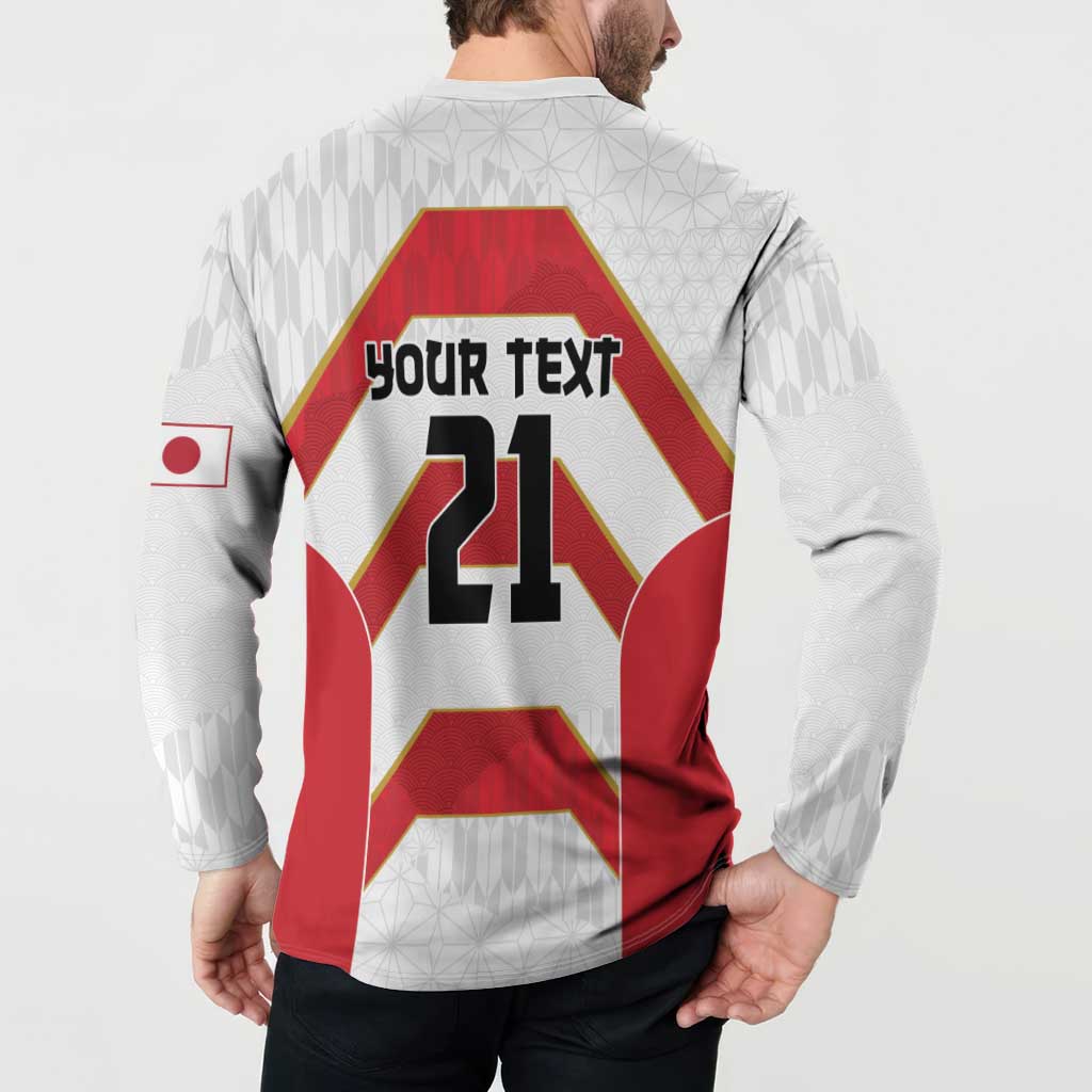 Japan Pacific Rugby 2022-23 Custom Button Sweatshirt Red Sakura Japanese Wave Pattern