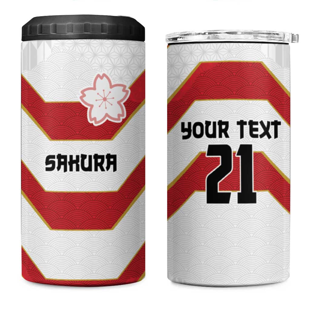 Japan Pacific Rugby 2022-23 Custom 4 in 1 Can Cooler Tumbler Red Sakura Japanese Wave Pattern LT9 One Size: 16 oz Red - Polynesian Pride