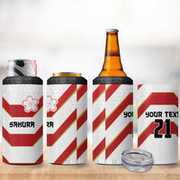 Japan Pacific Rugby 2022-23 Custom 4 in 1 Can Cooler Tumbler Red Sakura Japanese Wave Pattern LT9 - Polynesian Pride