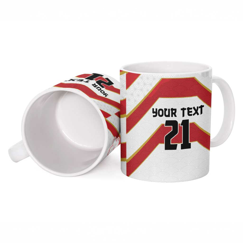 Japan Pacific Rugby 2022-23 Custom Ceramic Mug Red Sakura Japanese Wave Pattern - Polynesian Pride