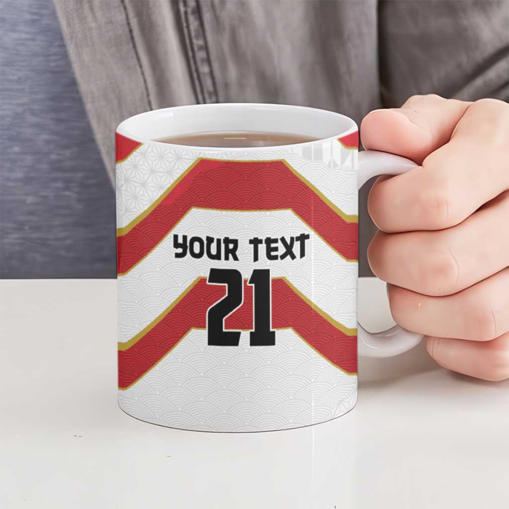 Japan Pacific Rugby 2022-23 Custom Ceramic Mug Red Sakura Japanese Wave Pattern - Polynesian Pride