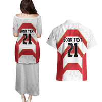 Japan Pacific Rugby 2022-23 Custom Couples Matching Puletasi and Hawaiian Shirt Red Sakura Japanese Wave Pattern