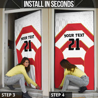 Japan Pacific Rugby 2022-23 Custom Door Cover Red Sakura Japanese Wave Pattern - Polynesian Pride