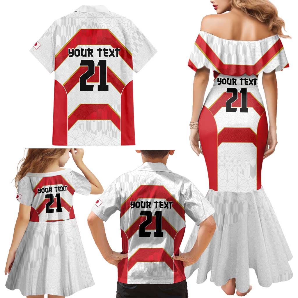 Japan Pacific Rugby 2022-23 Custom Family Matching Mermaid Dress and Hawaiian Shirt Red Sakura Japanese Wave Pattern