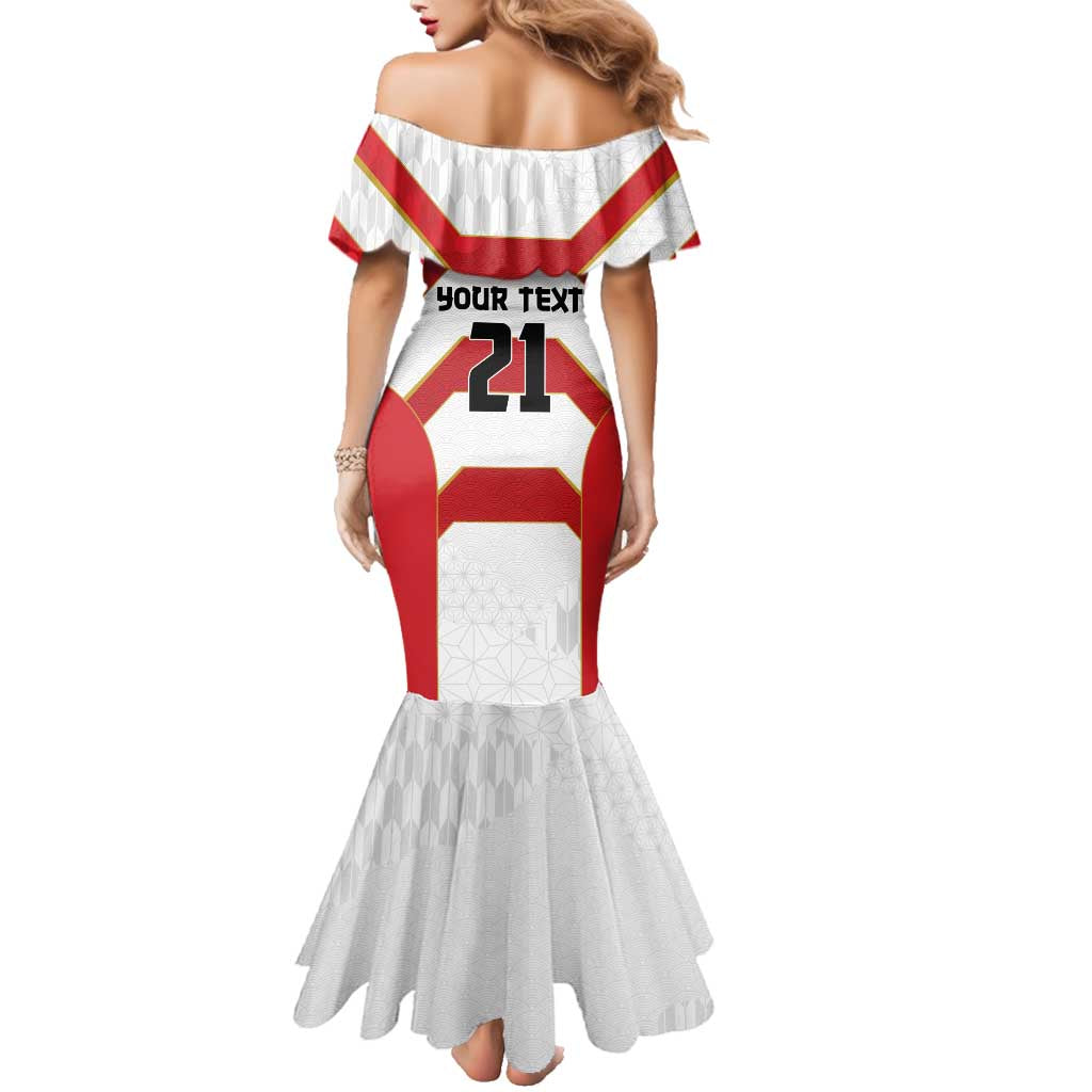 Japan Pacific Rugby 2022-23 Custom Family Matching Mermaid Dress and Hawaiian Shirt Red Sakura Japanese Wave Pattern