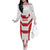Japan Pacific Rugby 2022-23 Custom Family Matching Off The Shoulder Long Sleeve Dress and Hawaiian Shirt Red Sakura Japanese Wave Pattern