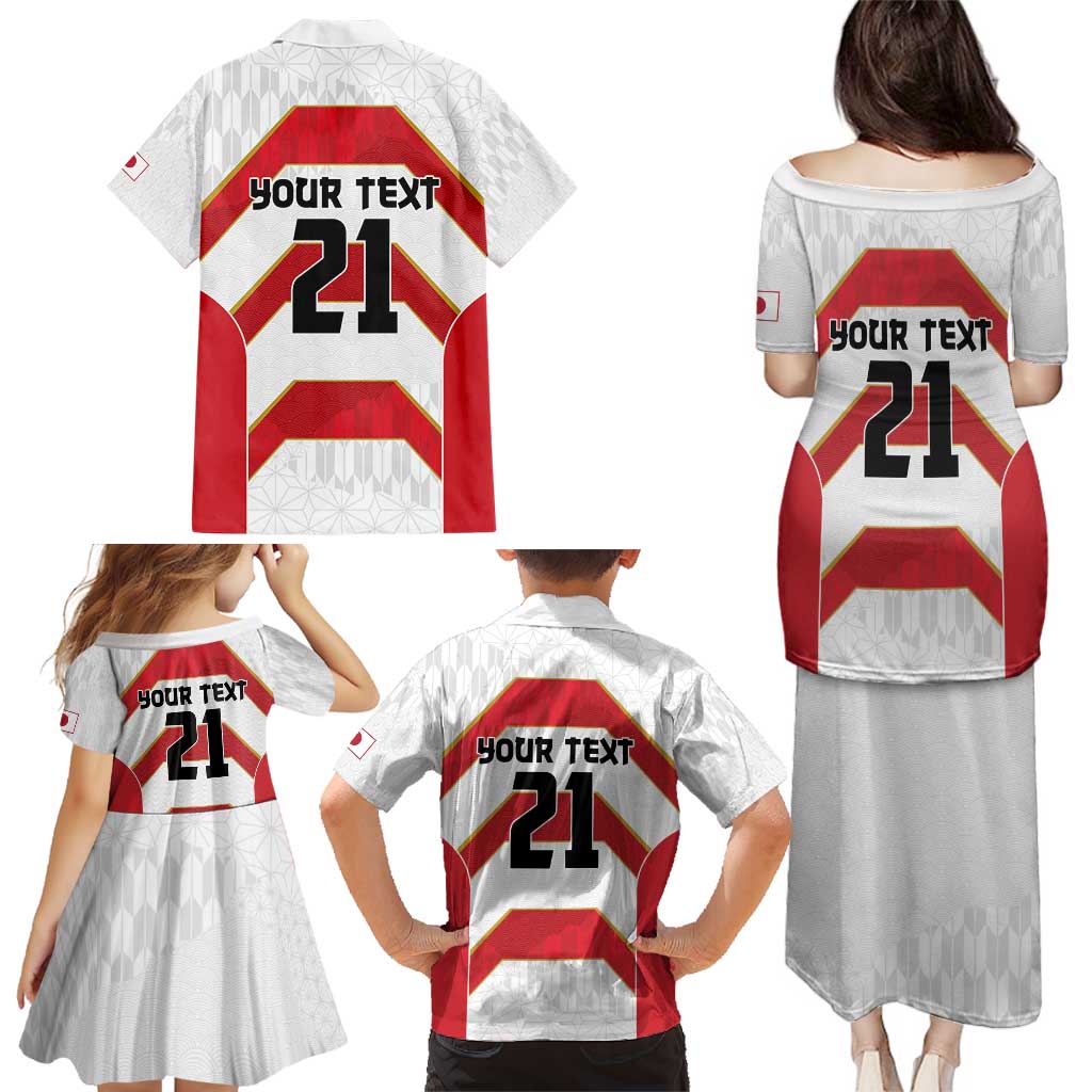 Japan Pacific Rugby 2022-23 Custom Family Matching Puletasi and Hawaiian Shirt Red Sakura Japanese Wave Pattern
