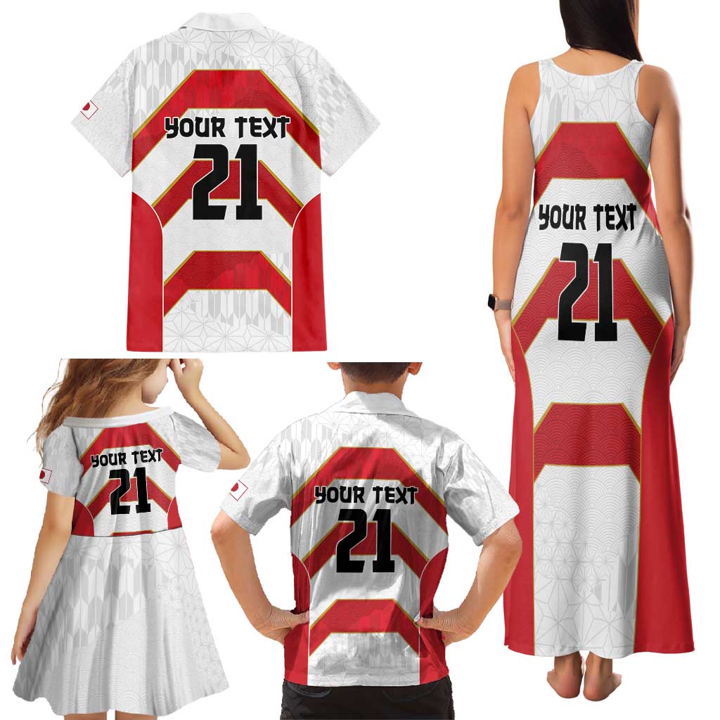 Japan Pacific Rugby 2022-23 Custom Family Matching Tank Maxi Dress and Hawaiian Shirt Red Sakura Japanese Wave Pattern