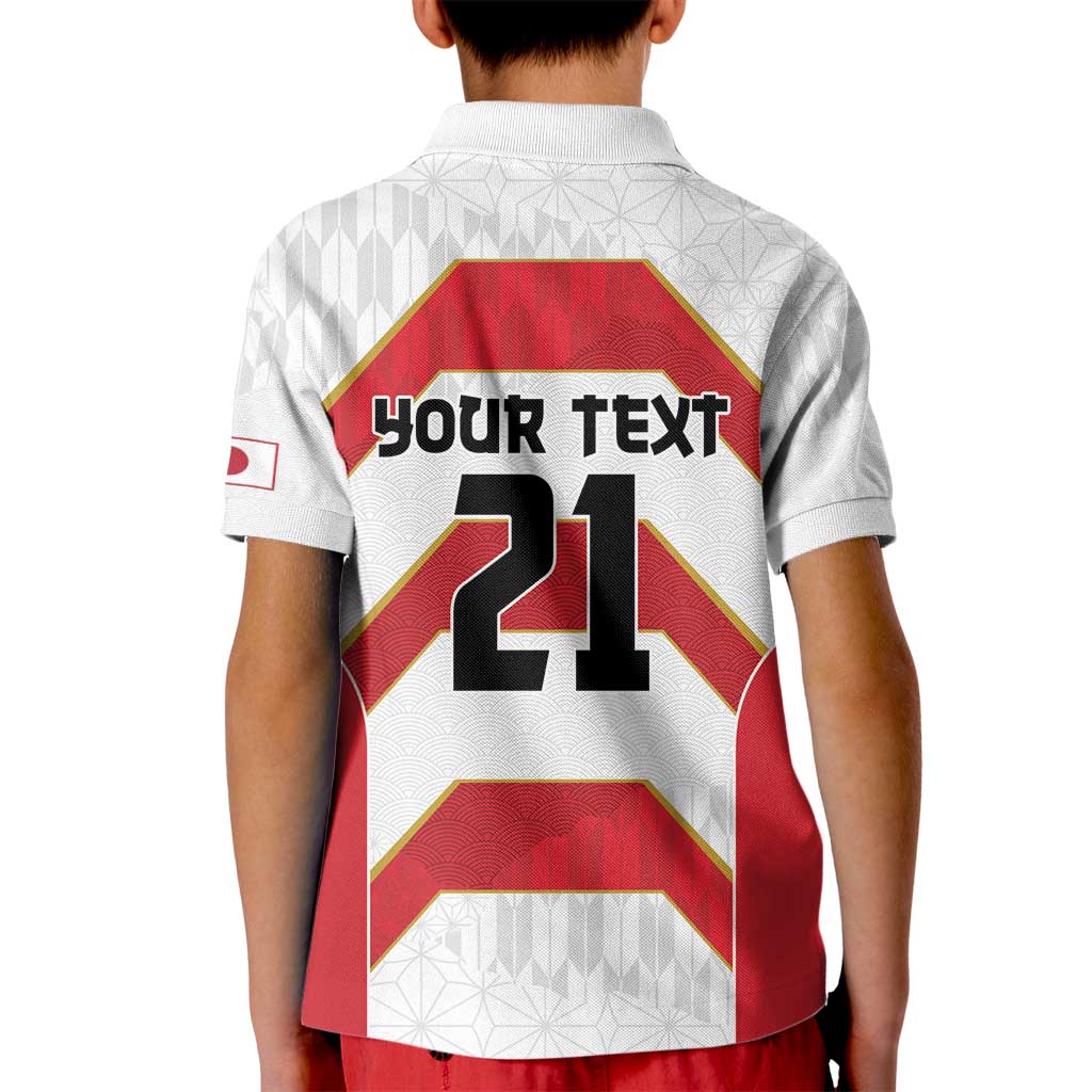 Japan Pacific Rugby 2022-23 Custom Kid Polo Shirt Red Sakura Japanese Wave Pattern