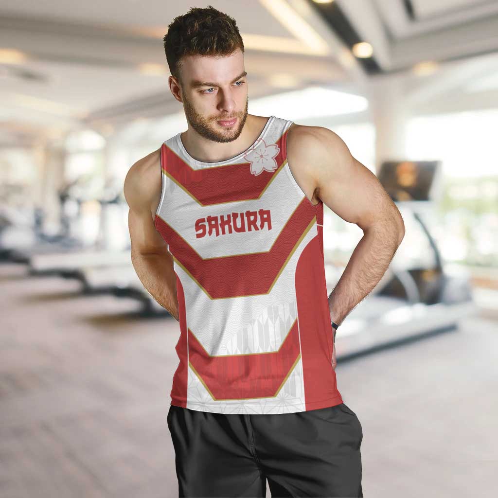 Japan Pacific Rugby 2022-23 Custom Men Tank Top Red Sakura Japanese Wave Pattern
