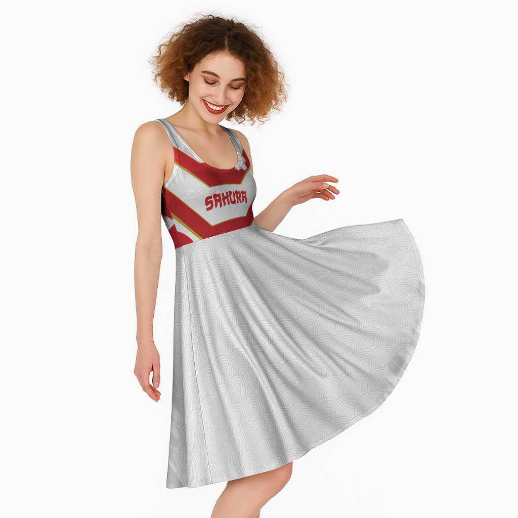 Japan Pacific Rugby 2022-23 Custom Midi Dress Red Sakura Japanese Wave Pattern - Polynesian Pride