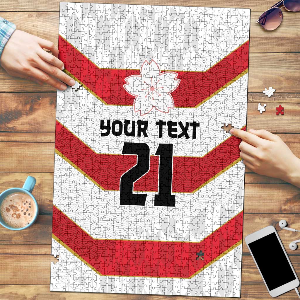 Japan Pacific Rugby 2022-23 Custom Puzzle Red Sakura Japanese Wave Pattern - Polynesian Pride