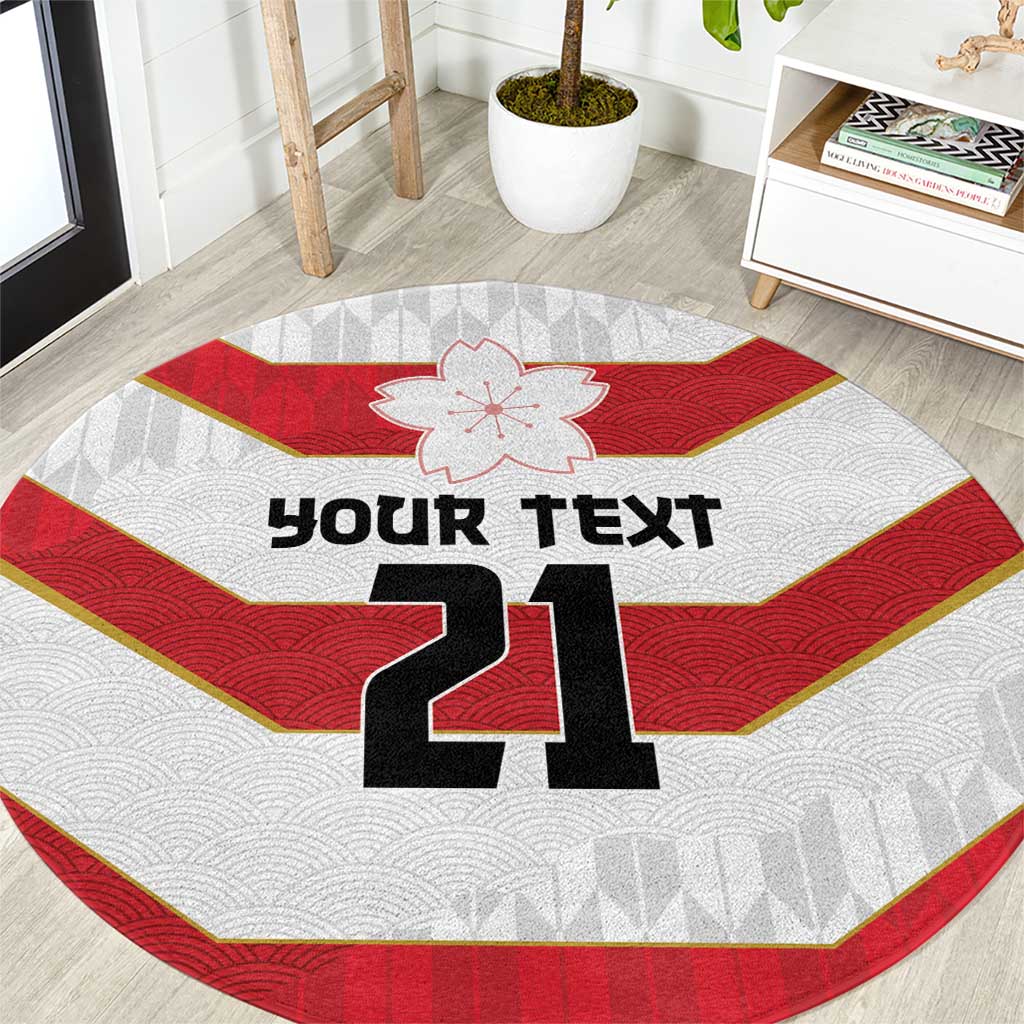 Japan Pacific Rugby 2022-23 Custom Round Carpet Red Sakura Japanese Wave Pattern