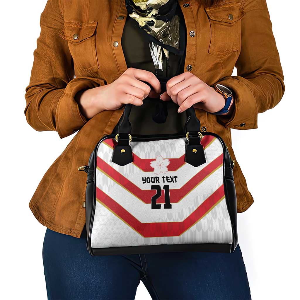 Japan Pacific Rugby 2022-23 Custom Shoulder Handbag Red Sakura Japanese Wave Pattern LT9 - Polynesian Pride