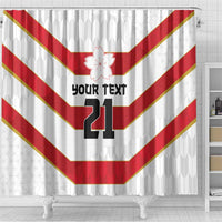 Japan Pacific Rugby 2022-23 Custom Shower Curtain Red Sakura Japanese Wave Pattern