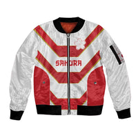 Japan Pacific Rugby 2022-23 Custom Sleeve Zip Bomber Jacket Red Sakura Japanese Wave Pattern