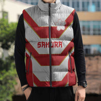 Japan Pacific Rugby 2022-23 Custom Sleeveless Puffer Jacket Red Sakura Japanese Wave Pattern - Polynesian Pride