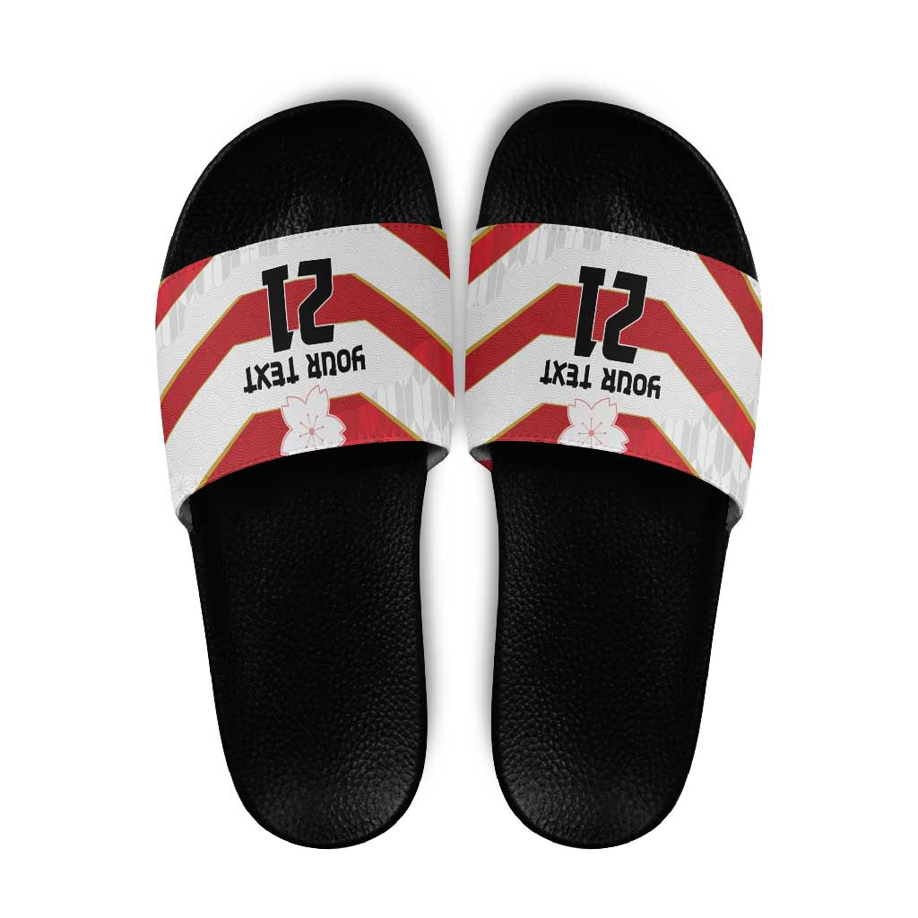 Japan Pacific Rugby 2022-23 Custom Slide Sandals Red Sakura Japanese Wave Pattern LT9 Red - Polynesian Pride