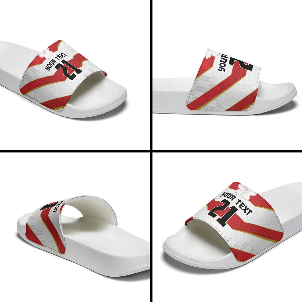 Japan Pacific Rugby 2022-23 Custom Slide Sandals Red Sakura Japanese Wave Pattern LT9 - Polynesian Pride