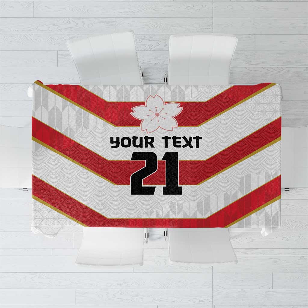 Japan Pacific Rugby 2022-23 Custom Tablecloth Red Sakura Japanese Wave Pattern