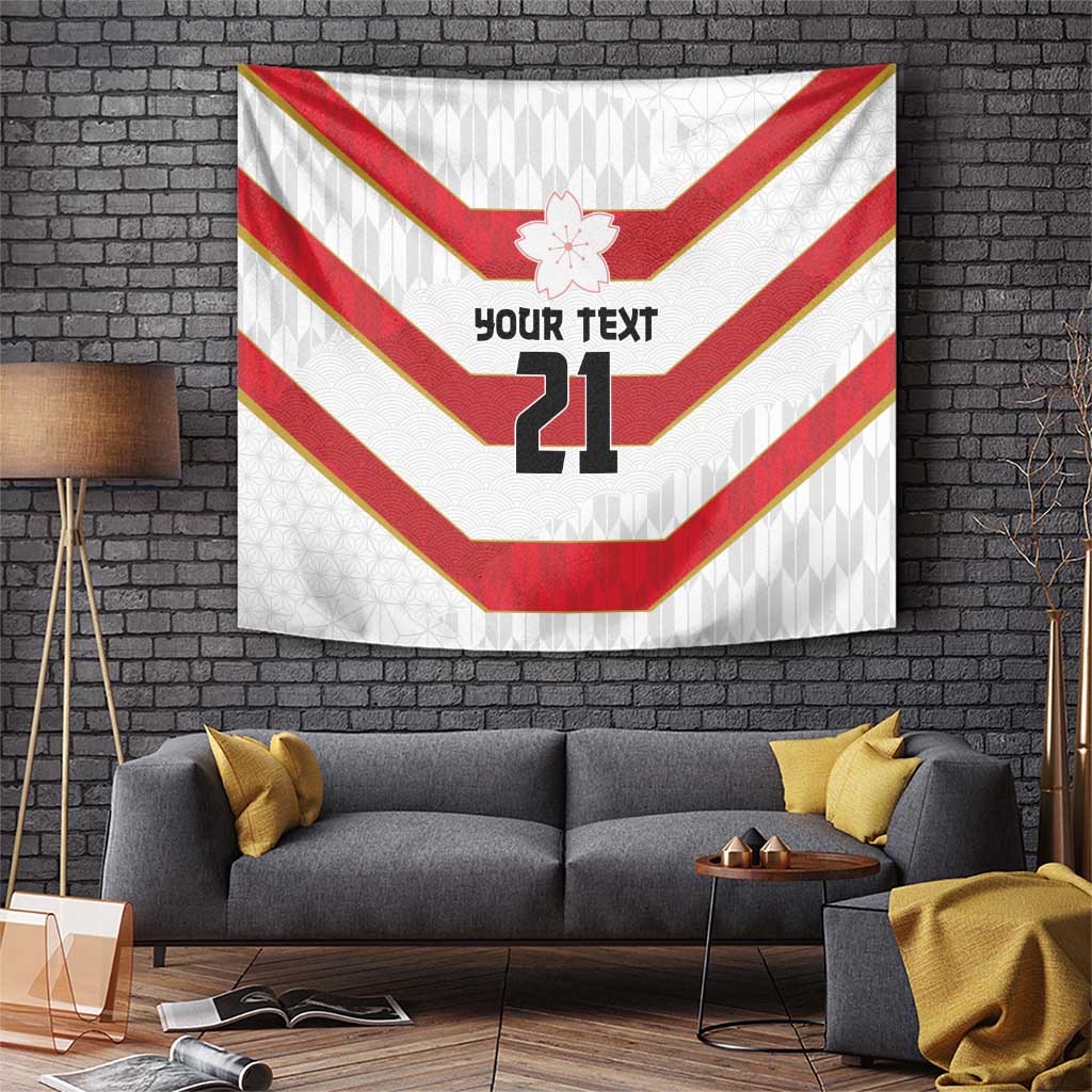 Japan Pacific Rugby 2022-23 Custom Tapestry Red Sakura Japanese Wave Pattern