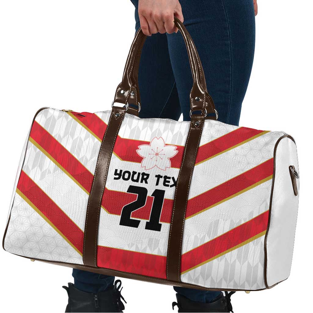 Japan Pacific Rugby 2022-23 Custom Travel Bag Red Sakura Japanese Wave Pattern - Polynesian Pride