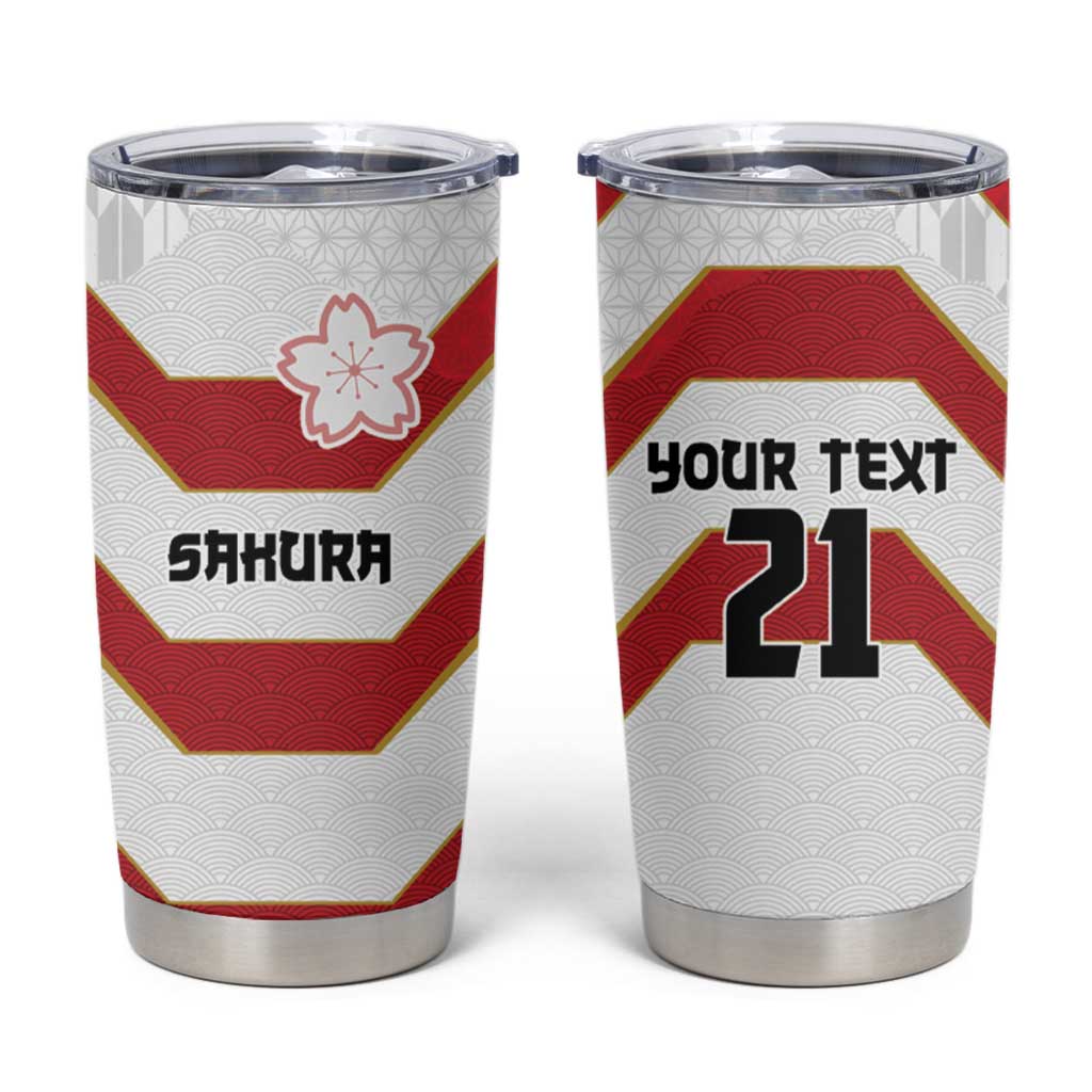 Japan Pacific Rugby 2022-23 Custom Tumbler Cup Red Sakura Japanese Wave Pattern LT9 Red - Polynesian Pride