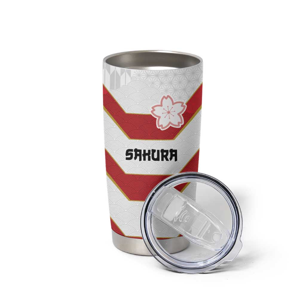 Japan Pacific Rugby 2022-23 Custom Tumbler Cup Red Sakura Japanese Wave Pattern LT9 - Polynesian Pride