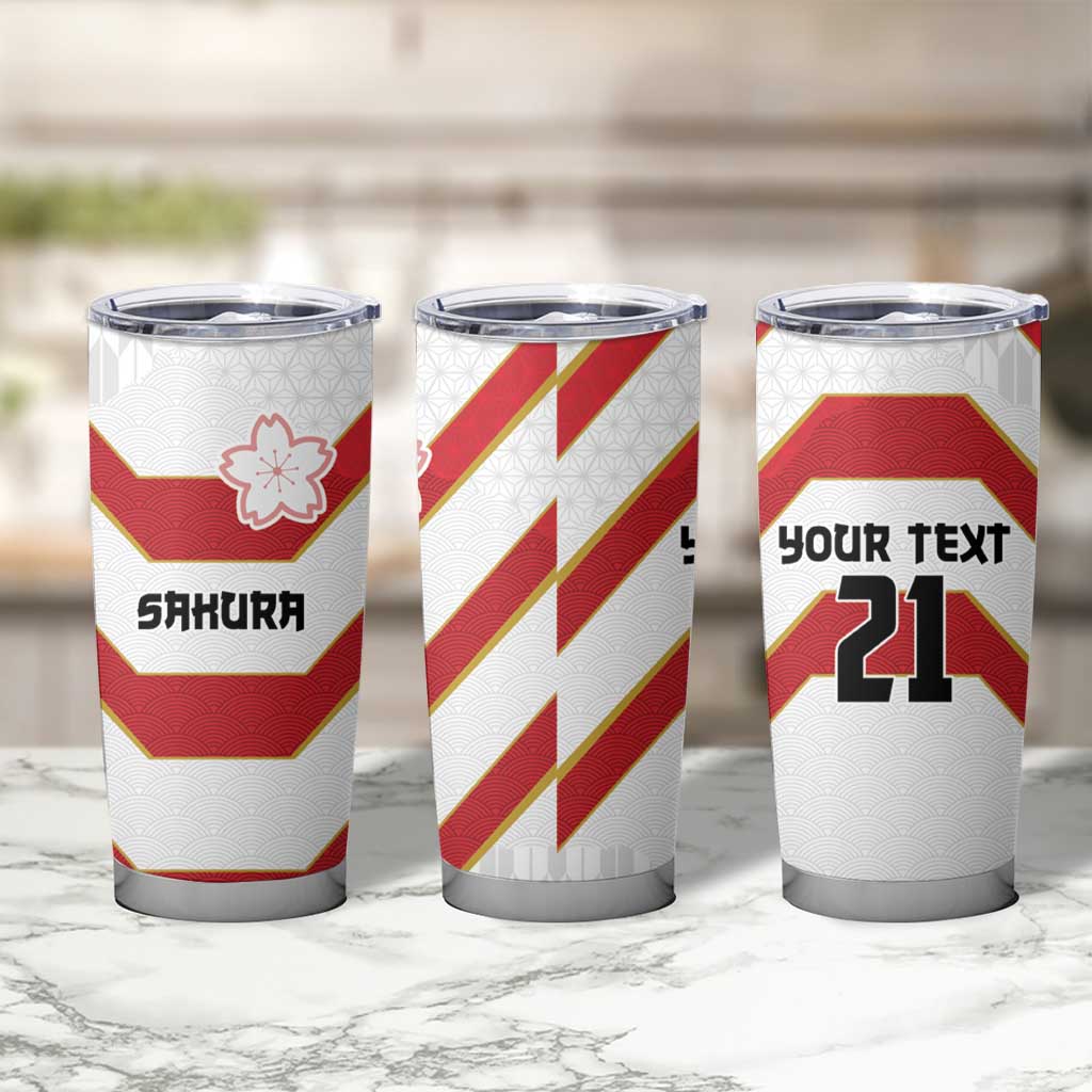 Japan Pacific Rugby 2022-23 Custom Tumbler Cup Red Sakura Japanese Wave Pattern LT9 - Polynesian Pride