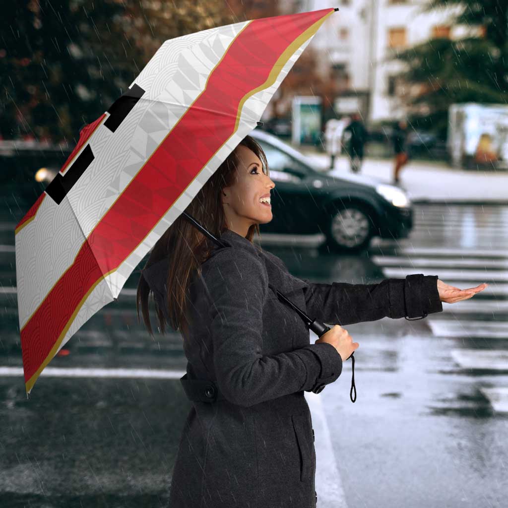 Japan Pacific Rugby 2022-23 Custom Umbrella Red Sakura Japanese Wave Pattern - Polynesian Pride