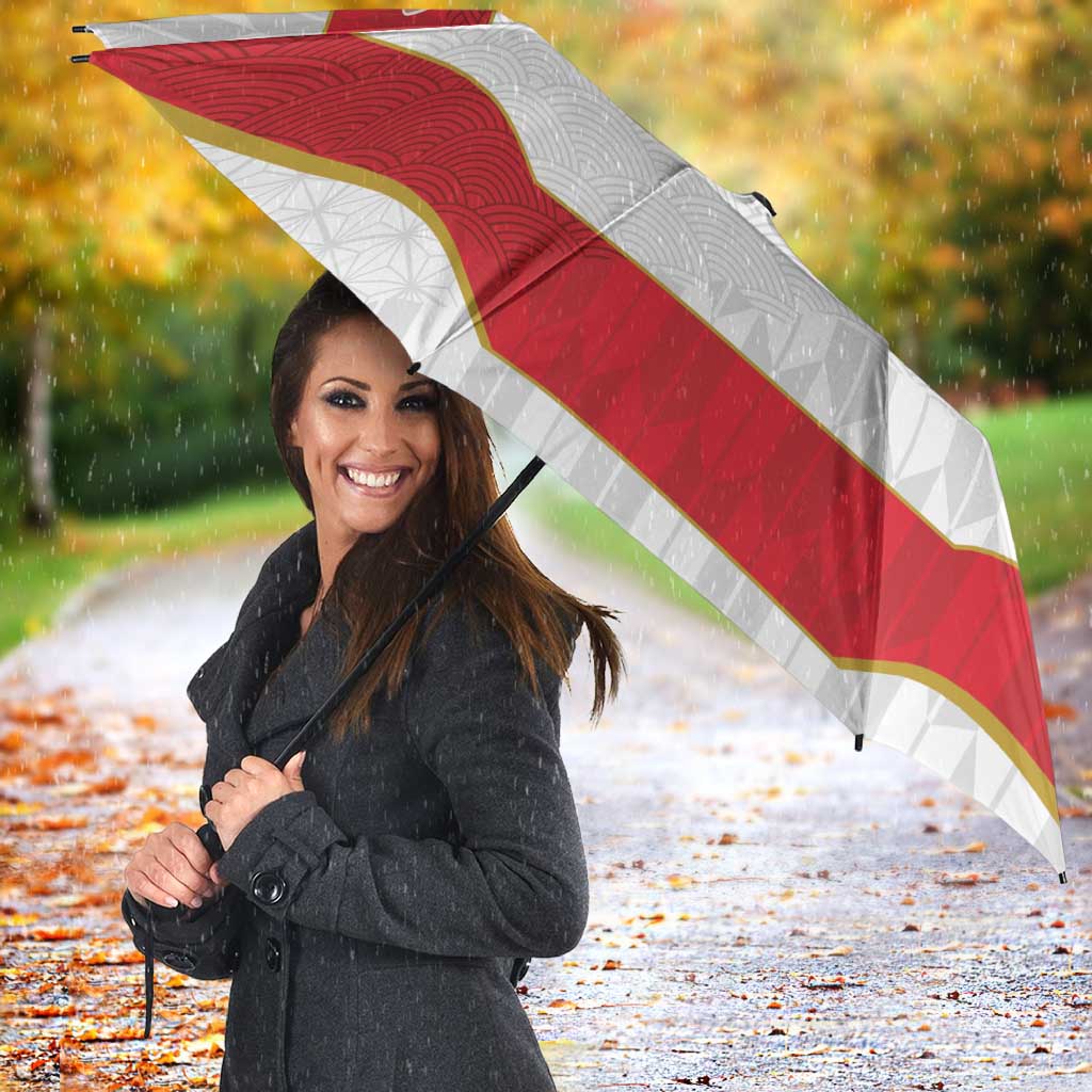 Japan Pacific Rugby 2022-23 Custom Umbrella Red Sakura Japanese Wave Pattern - Polynesian Pride