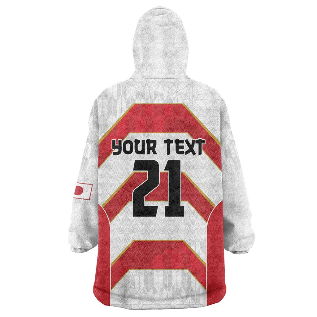 Japan Pacific Rugby 2022-23 Custom Wearable Blanket Hoodie Red Sakura Japanese Wave Pattern