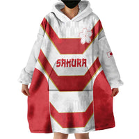 Japan Pacific Rugby 2022-23 Custom Wearable Blanket Hoodie Red Sakura Japanese Wave Pattern