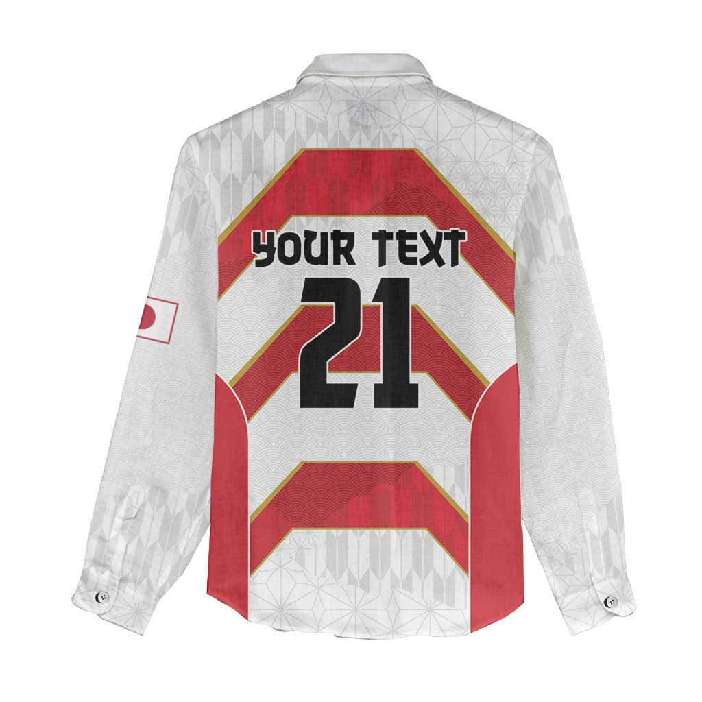 Japan Pacific Rugby 2022-23 Custom Women Casual Shirt Red Sakura Japanese Wave Pattern