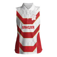 Japan Pacific Rugby 2022-23 Custom Women Sleeveless Polo Shirt Red Sakura Japanese Wave Pattern